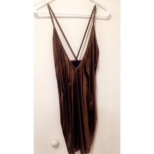 Sexy metallic cocktail dress .